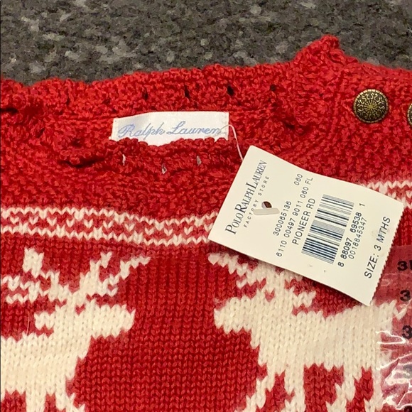 🎄🦌 Ralph Lauren Christmas Reindeer Sweater 3 mos - Picture 3 of 3